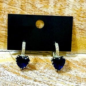 925 Silver Heart Sapphire Earrings